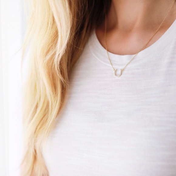 Crystal Horseshoe Necklace | 14k Gold Plated - Picture 2 of 6